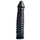 Grote Dildo Met Geribbelde Schacht - Zwart Grote Dildo Met Geribbelde Schacht - Zwart