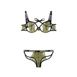 BH-Set Met Open Cups - Zwart/Groen BH-Set Met Open Cups - Zwart/Groen