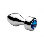 Aluminum Buttplug Met Blauw Kristal - Klein Aluminum Buttplug Met Blauw Kristal - Klein