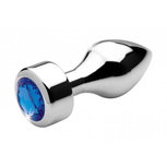 Aluminum Buttplug Met Blauw Kristal - Medium Aluminum Buttplug Met Blauw Kristal - Medium