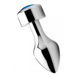 Aluminum Buttplug Met Blauw Kristal - Groot Aluminum Buttplug Met Blauw Kristal - Groot