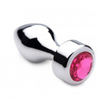 Aluminum Buttplug Met Roze Kristal - Medium Aluminum Buttplug Met Roze Kristal - Medium