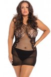 Netstof Jurkje Fantasy Plus Size - Zwart Netstof Jurkje Fantasy Plus Size - Zwart
