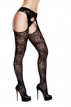 Baci - Kanten Panty Met Jarretel Look - Zwart Baci - Kanten Panty Met Jarretel Look - Zwart