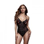 Baci - Kanten Body Met Halfopen Cups - Zwart/ Rood Baci - Kanten Body Met Halfopen Cups - Zwart/ Rood